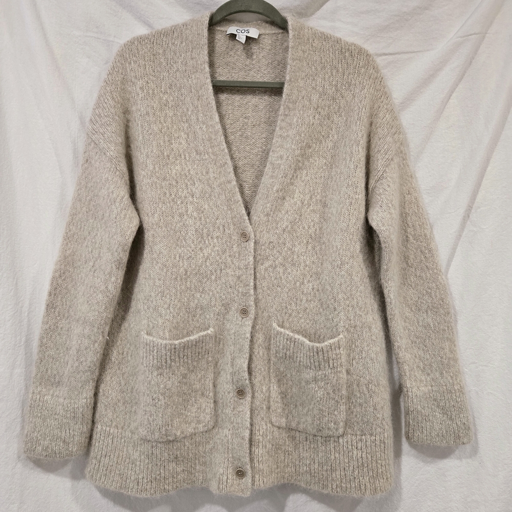 COS Sweden Women's Wool Alpaca Cream Cardigan Sweater EUC Large